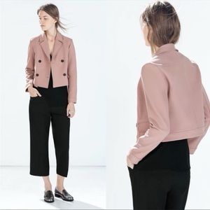 Zara Dusky Pink Blush Cropped Jacket Blazer, never worn